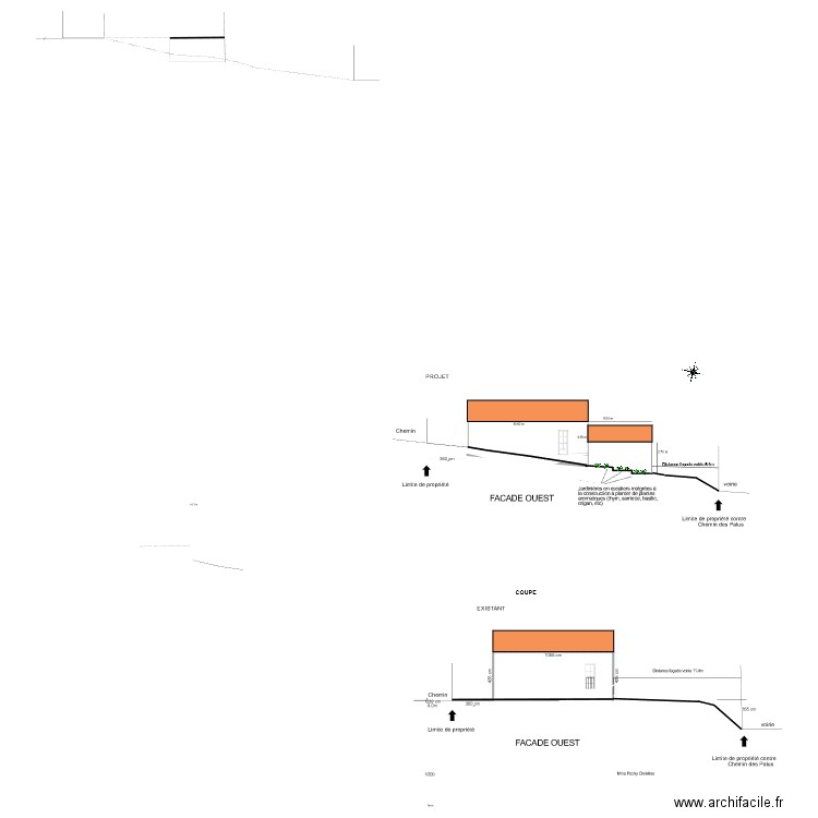 Façade ouest état existant. Plan de 0 pièce et 0 m2