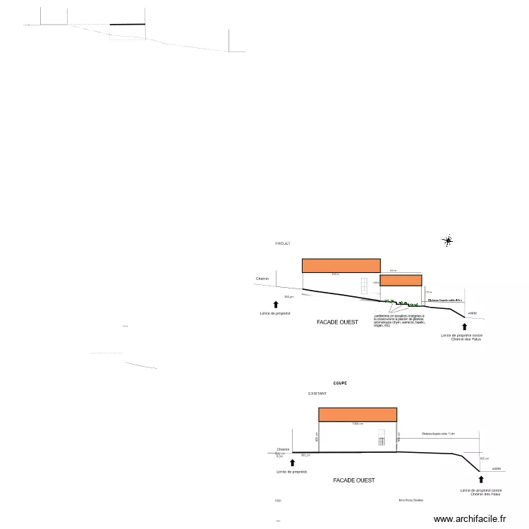 Façade ouest état existant. Plan de Façade ouest état existant. Plan de