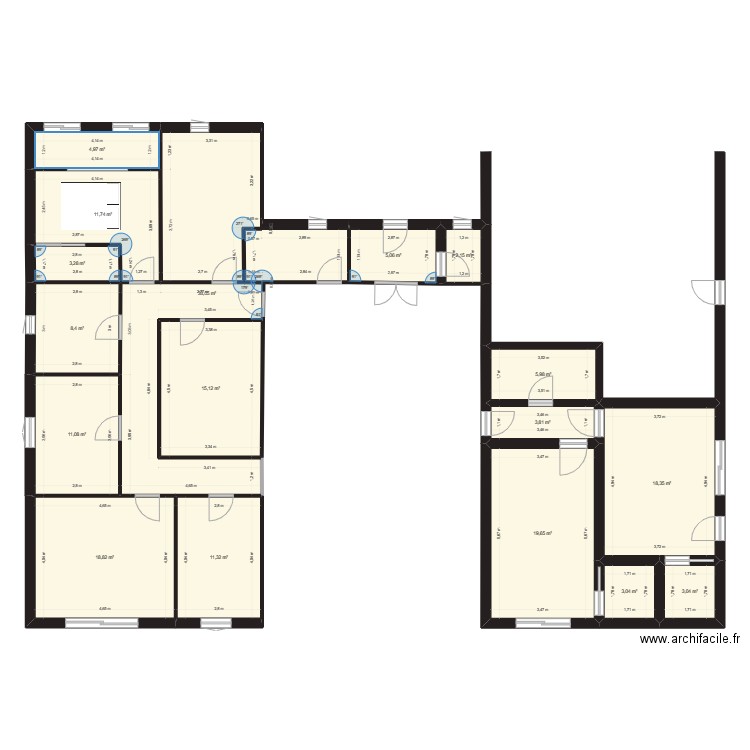 Plan 3. Plan de 17 pièces et 184 m2