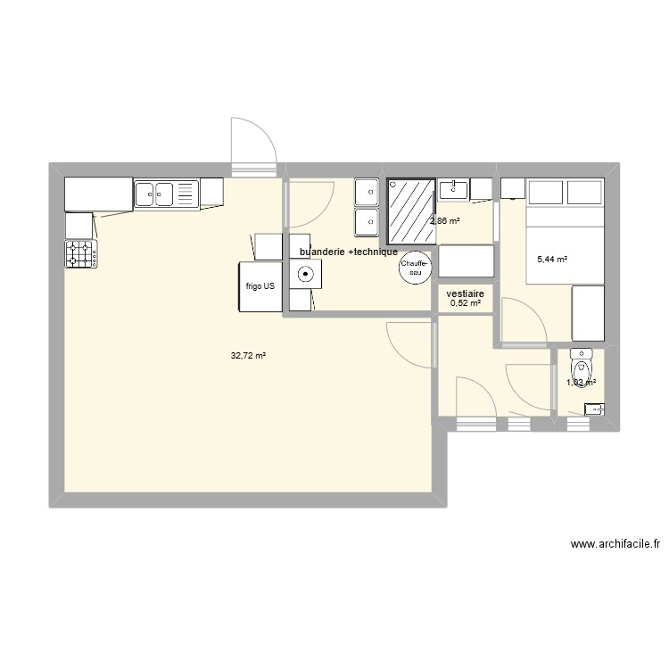 tiny jardin. Plan de 6 pièces et 47 m2