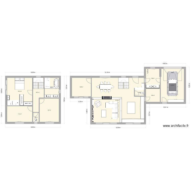 plan 4. Plan de 12 pièces et 169 m2