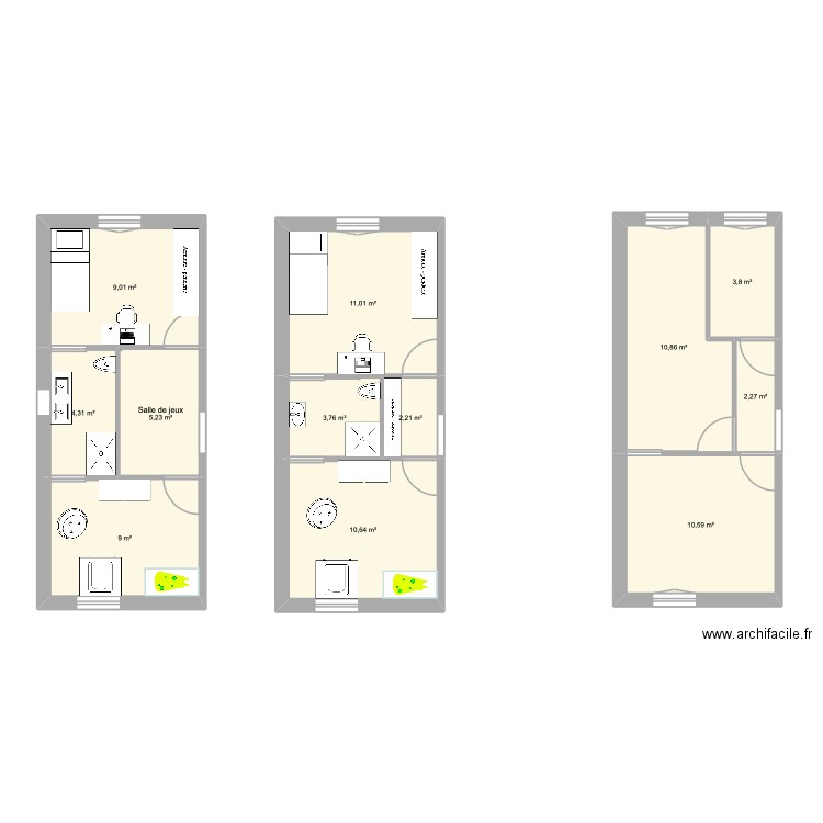Extension2. Plan de 12 pièces et 83 m2