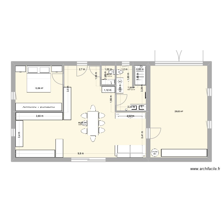 maison. Plan de 5 pièces et 96 m2
