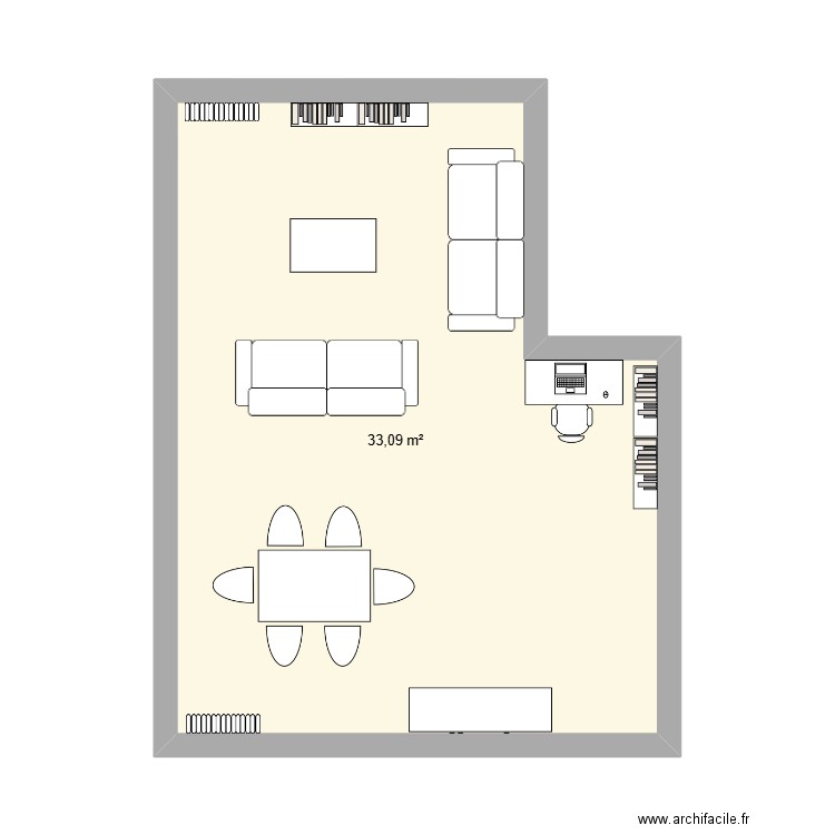 Salon vierge - Dauphiné. Plan de 1 pièce et 33 m2