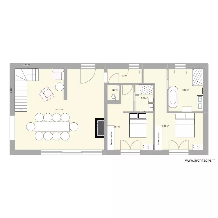 Maison V2. Plan de 7  et 96 m²