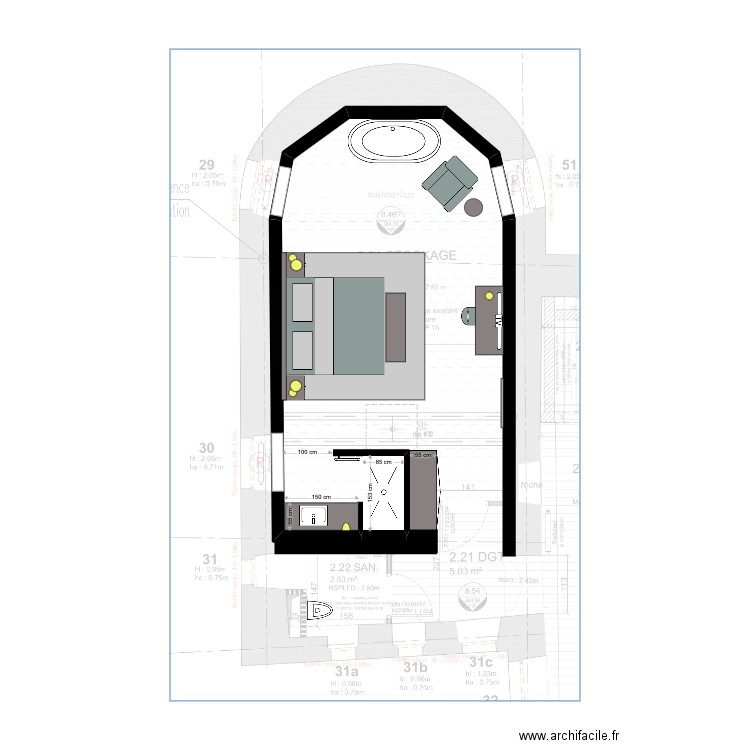 Chambre 9 B. Plan de 0 pièce et 0 m2