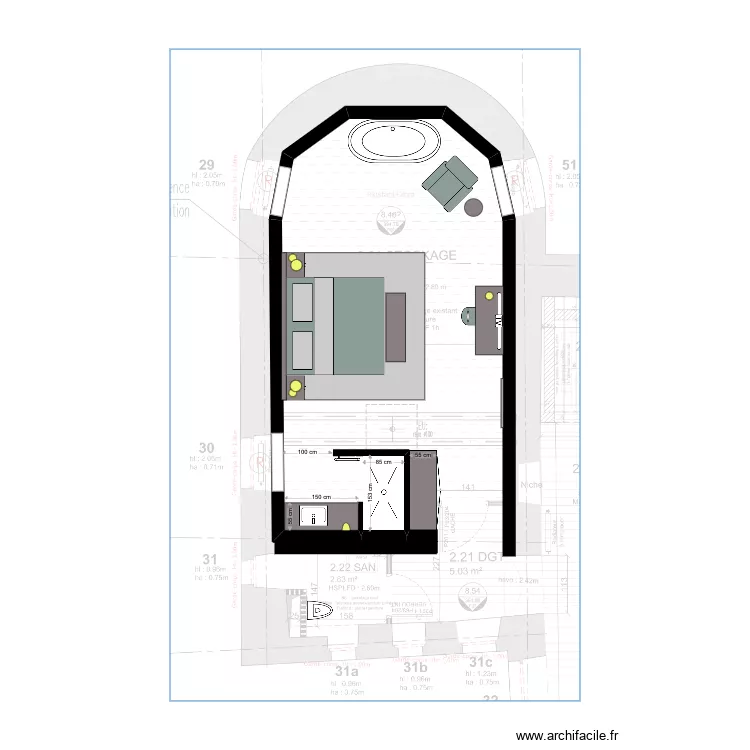 Chambre 9 B. Plan de 