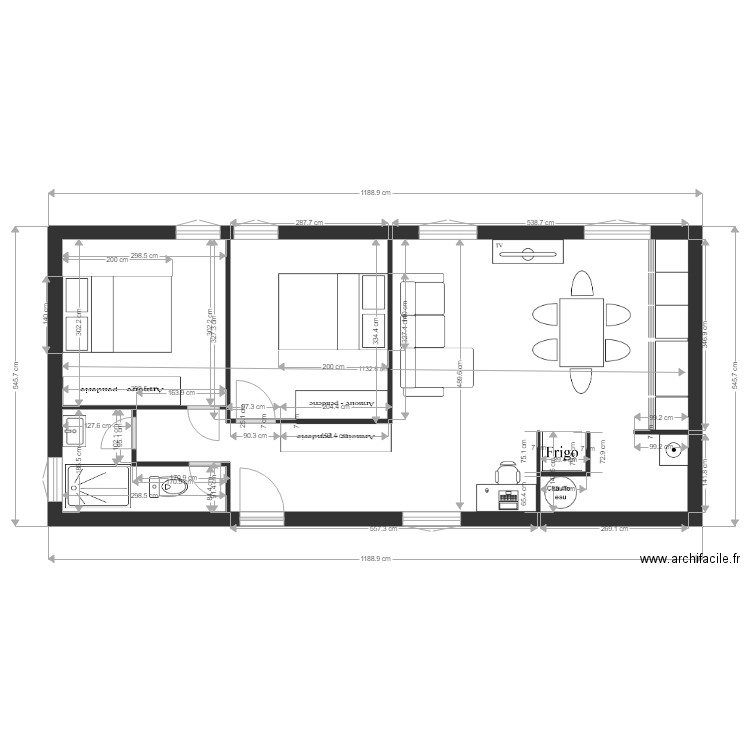 rico 50 2. Plan de 3 pièces et 55 m2