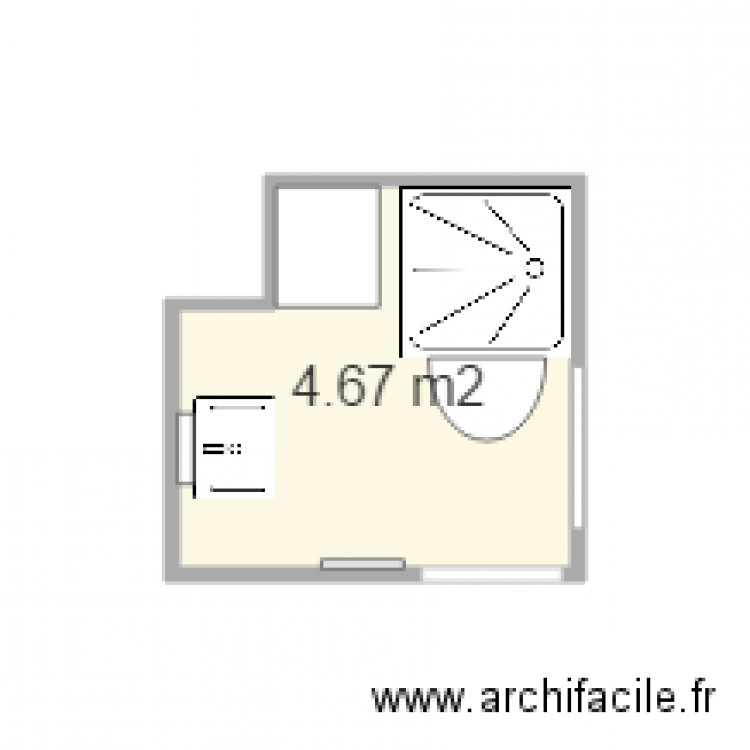KahoulaSDB-option2. Plan de 1 pièce et 5 m2