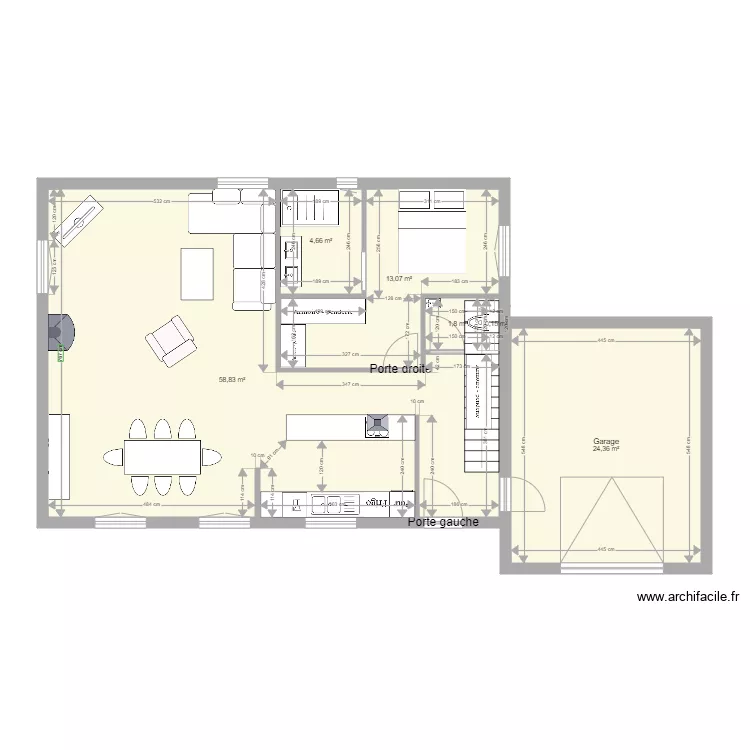 Maison la Roque - apres mesures. Plan de 