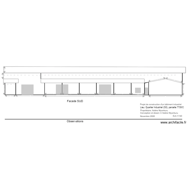 facade SUD norme A3. Plan de 