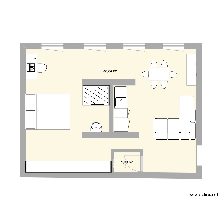 test. Plan de 2 pièces et 41 m2