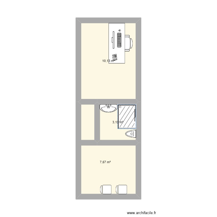 montreuil. Plan de 3 pièces et 21 m2