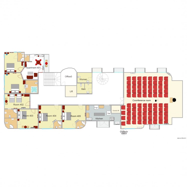 Mirador hotel third floor. Plan de 27 pièces et 477 m2