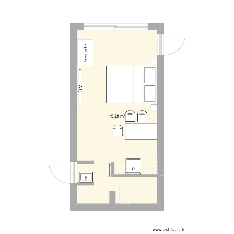 Plan garage. Plan de 1 pièce et 19 m2