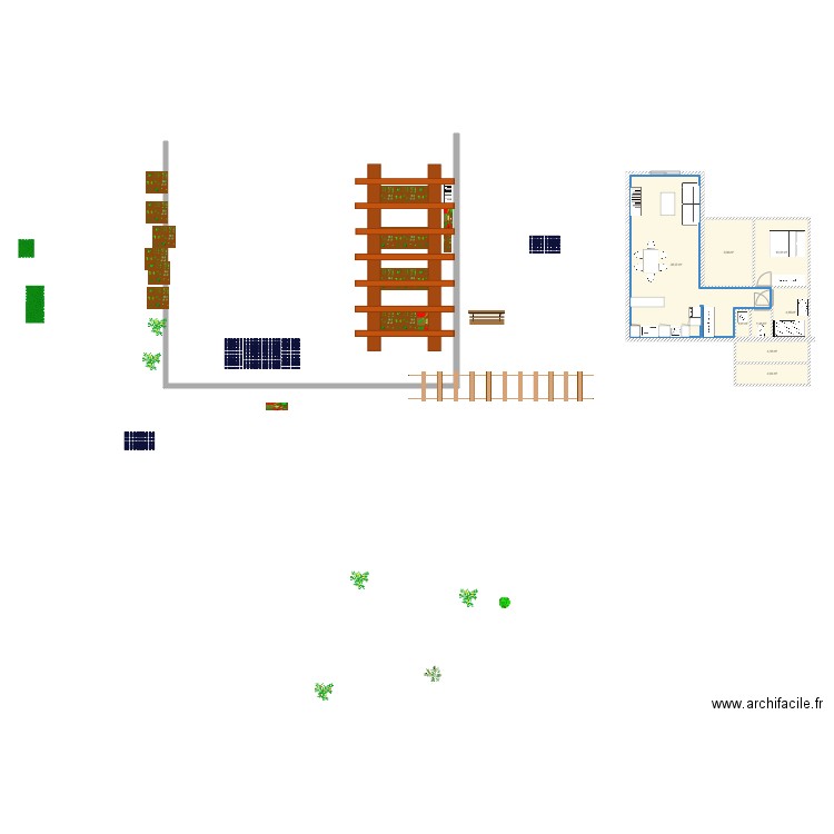 maison bat. Plan de 8 pièces et 73 m2