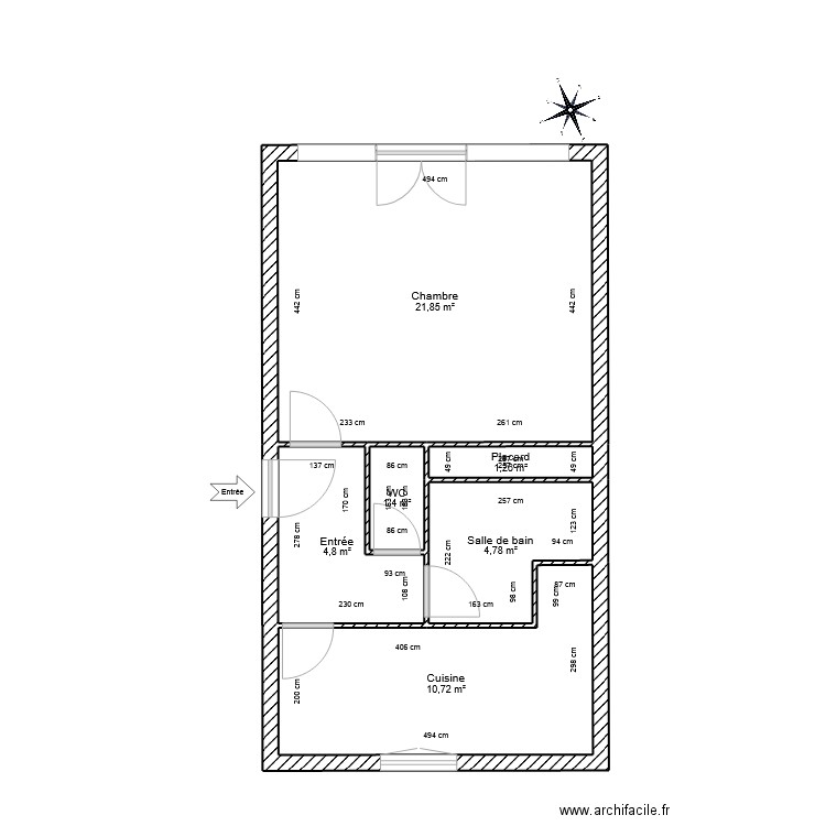 appart. 7. Plan de 6 pièces et 45 m2