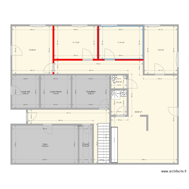 Rez 2log murs à enlever. Plan de 0 pièce et 0 m2