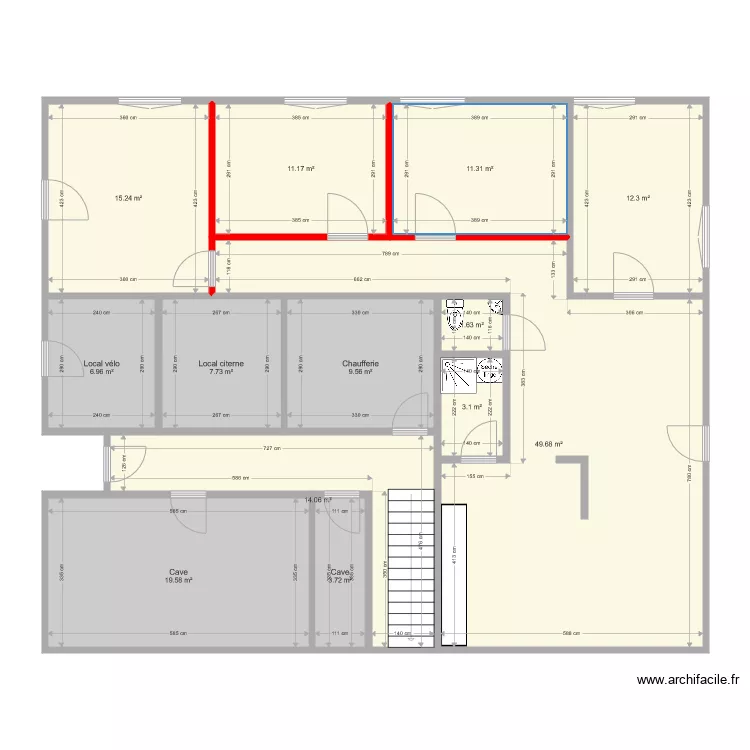 Rez 2log murs &agrave; enlever. Plan de 