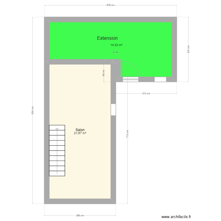 ste marie la mer. Plan de 2 pièces et 36 m2