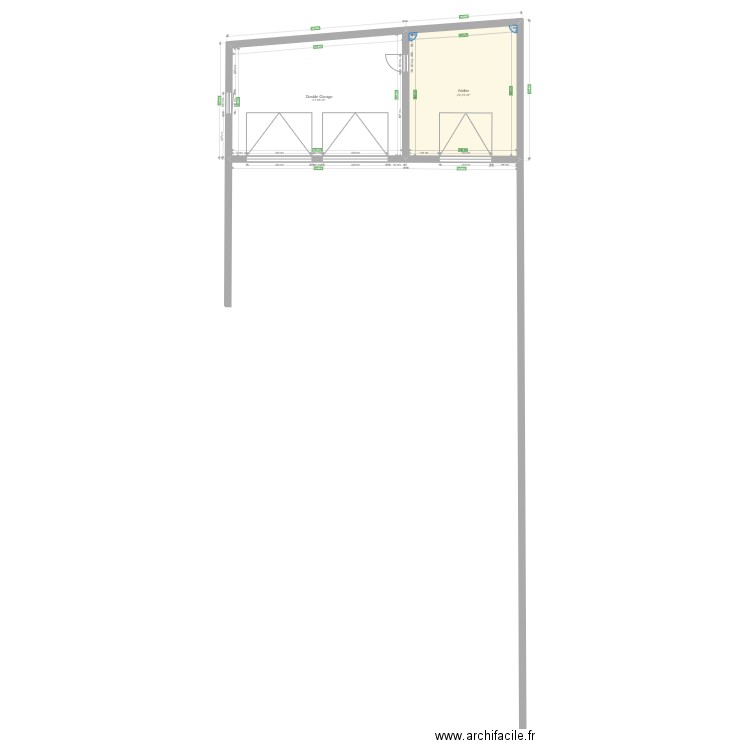Double Garage + Atelier N°1. Plan de 2 pièces et 71 m2