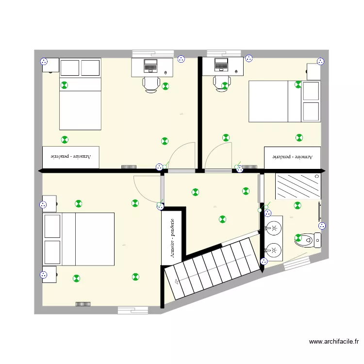 2eme etage  chambre nounou et j&eacute;j&eacute;. Plan de 
