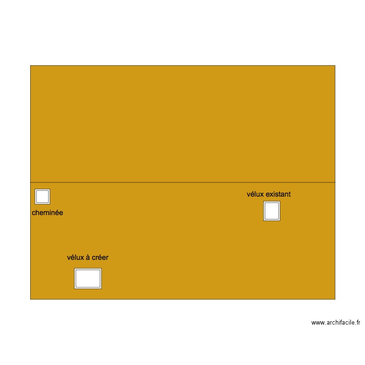 toiture avec vélux et cheminée. Plan de 0 pièce et 0 m2