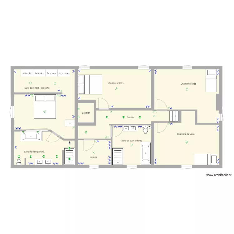 Maison Etage 2 &eacute;lectricit&eacute;. Plan de 