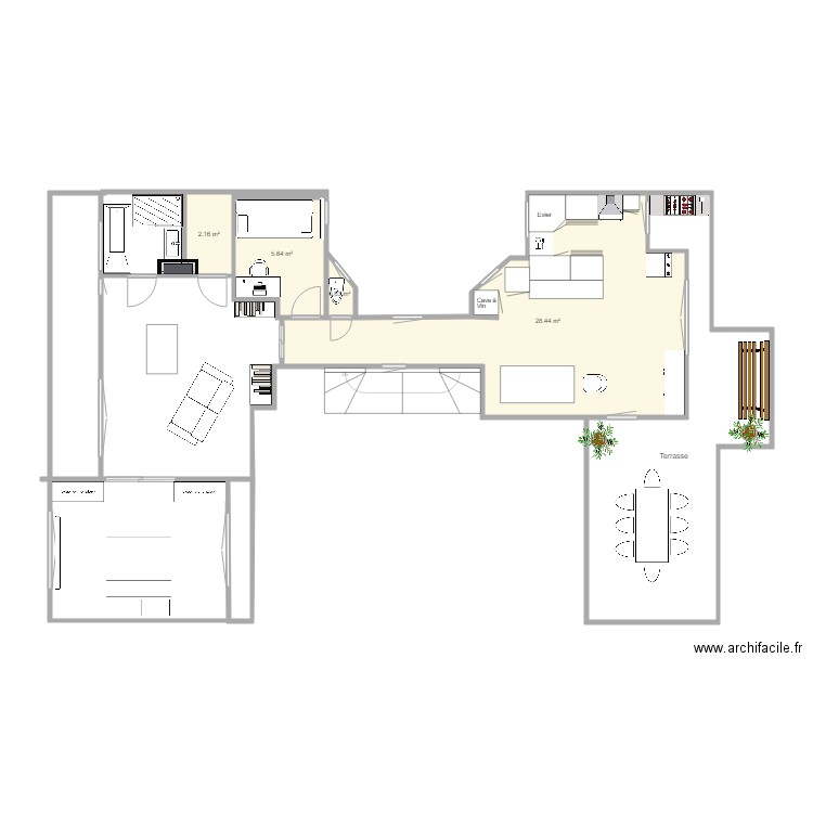 Poussin V6 cuisine circulation . Plan de 0 pièce et 0 m2