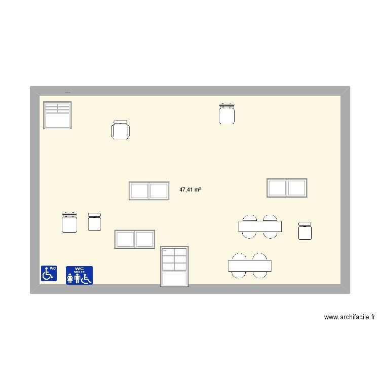 le plan a sofia . Plan de 1 pièce et 47 m2