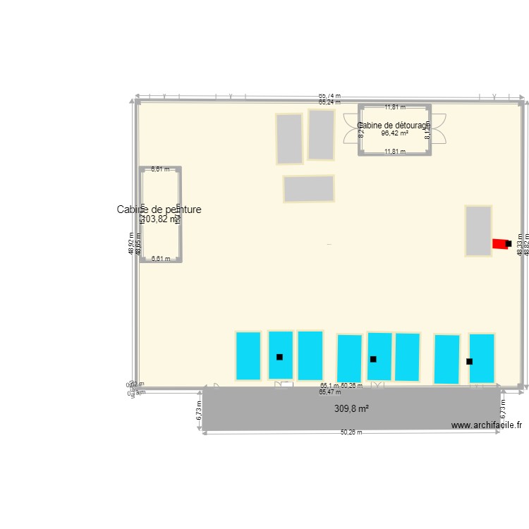 Atelier 2. Plan de 4 pièces et -625 m2