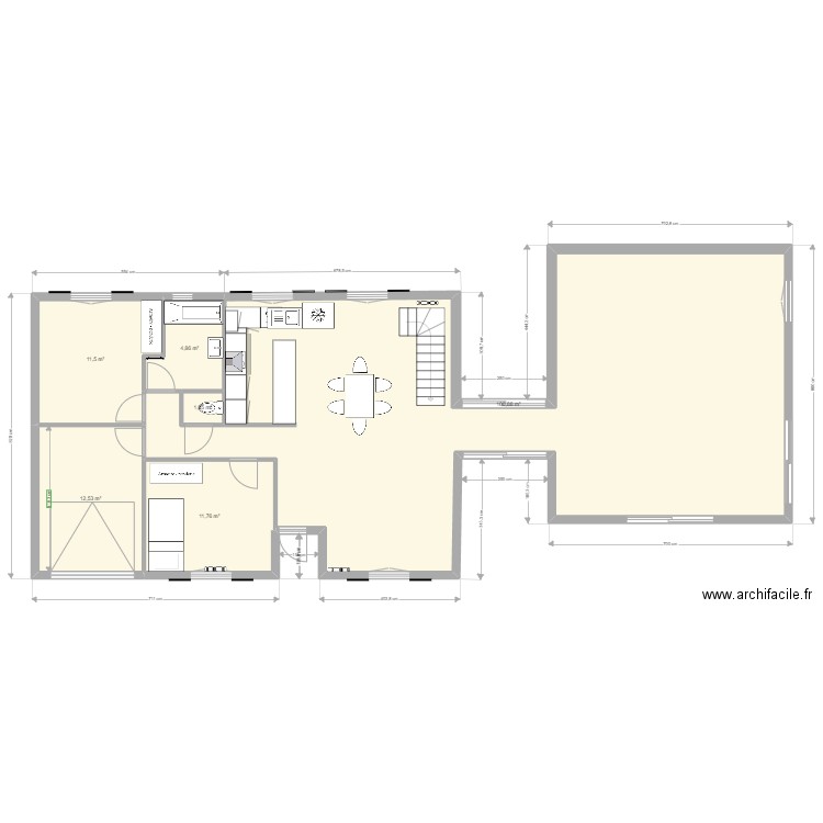 extension maison sas. Plan de 6 pièces et 143 m2