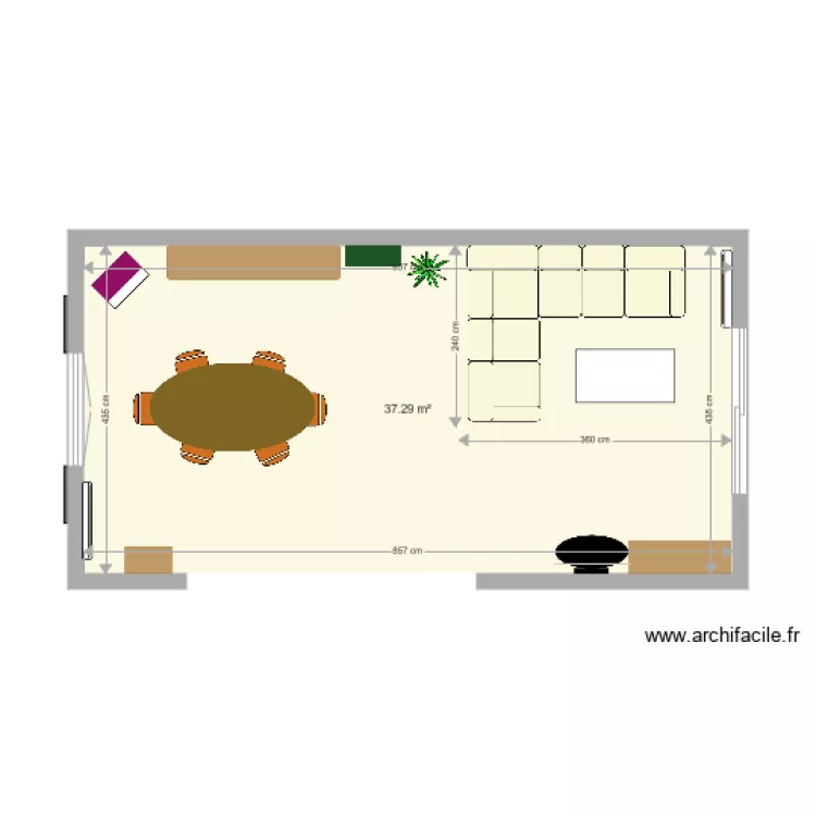 Salon s&eacute;jour Kanfen. Plan de 