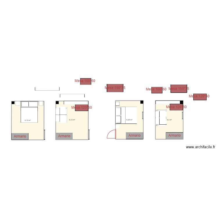 habitacion. Plan de 0 pièce et 0 m2