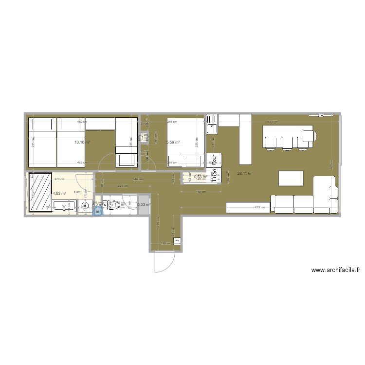 La Toussuire modifié. Plan de 9 pièces et 51 m2