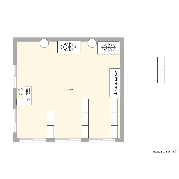 v1.0. Plan de 1 pièce et 47 m2