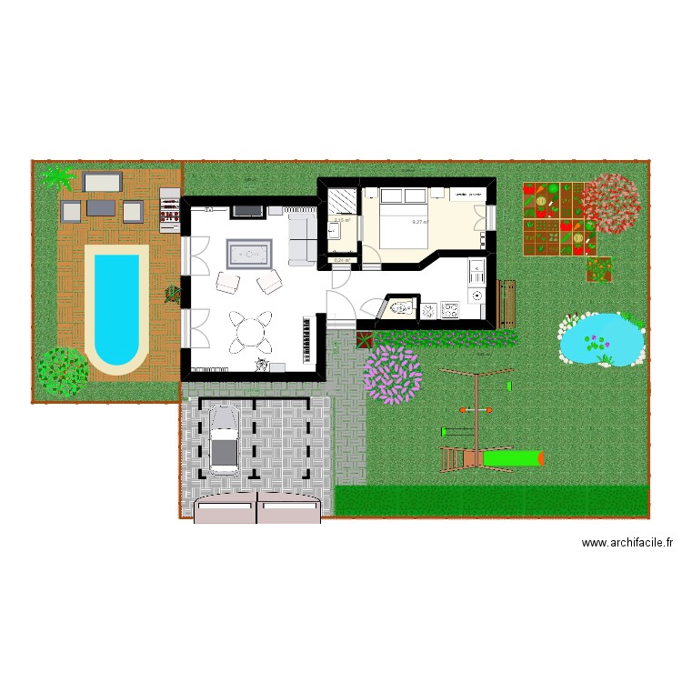 Plan cours. Plan de 4 pièces et 12 m2