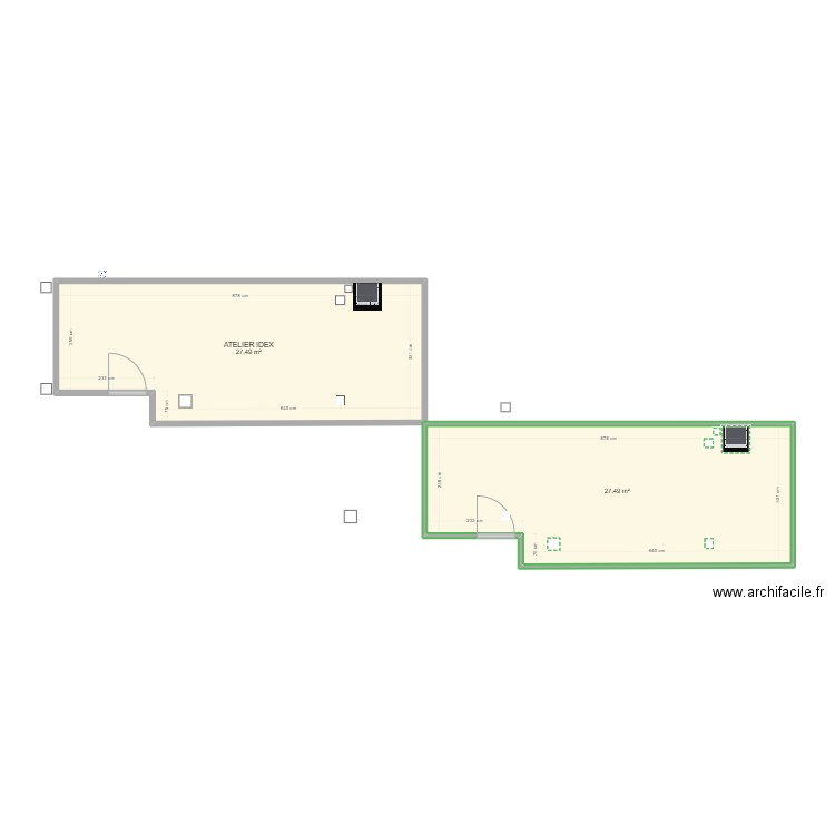 ATELIER IDEX 1. Plan de 2 pièces et 55 m2