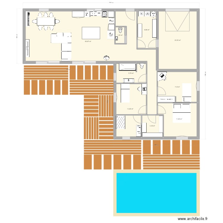 Plan définitif. Plan de 9 pièces et 141 m2