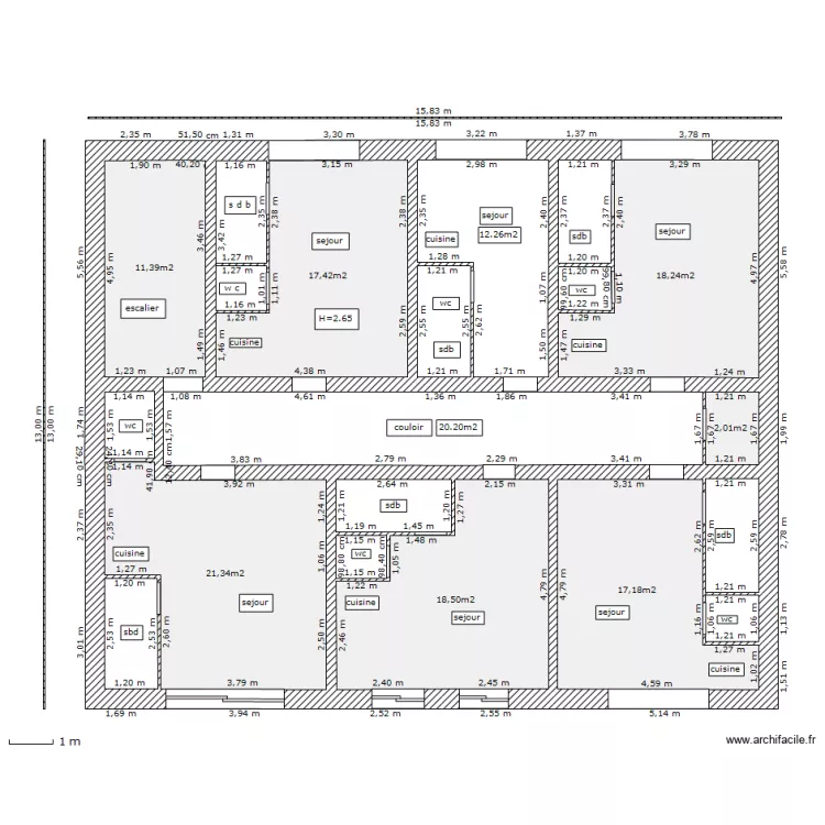 6 studios apres. Plan de 6 studios apres. Plan de