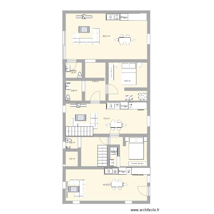 naima maslives gite 2. Plan de 20 pièces et 199 m2