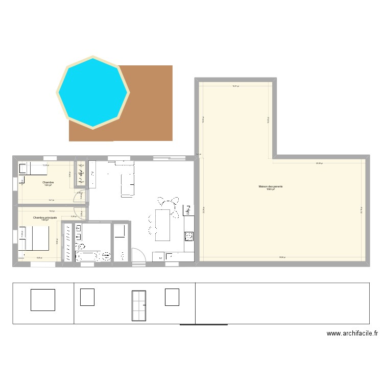 agrandissement maison-bi. Plan de 4 pièces et 123 m2