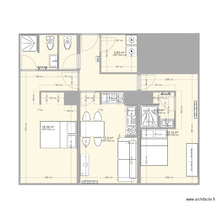 Val d'Isère DS. Plan de 12 pièces et 66 m2