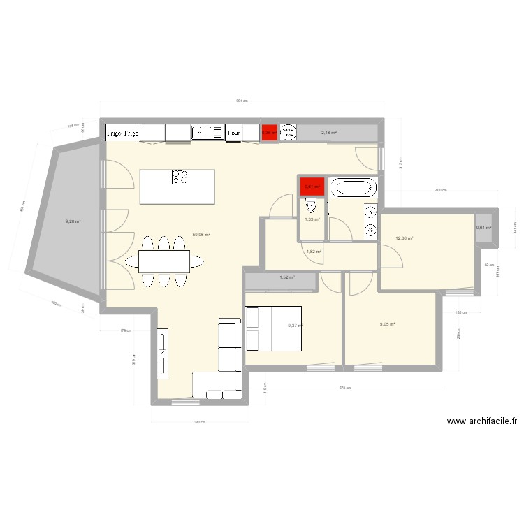 NIII 11 projet. Plan de 12 pièces et 102 m2