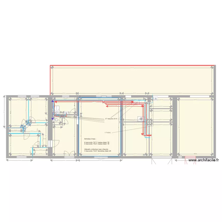 Circuits alimention eau. Plan de 