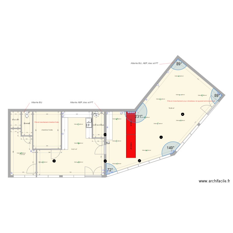 Boucherie Trélazé. Plan de 7 pièces et 145 m2