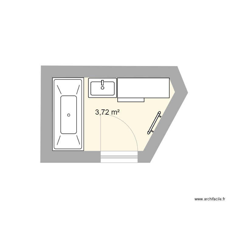 SDB. Plan de 1 pièce et 4 m2