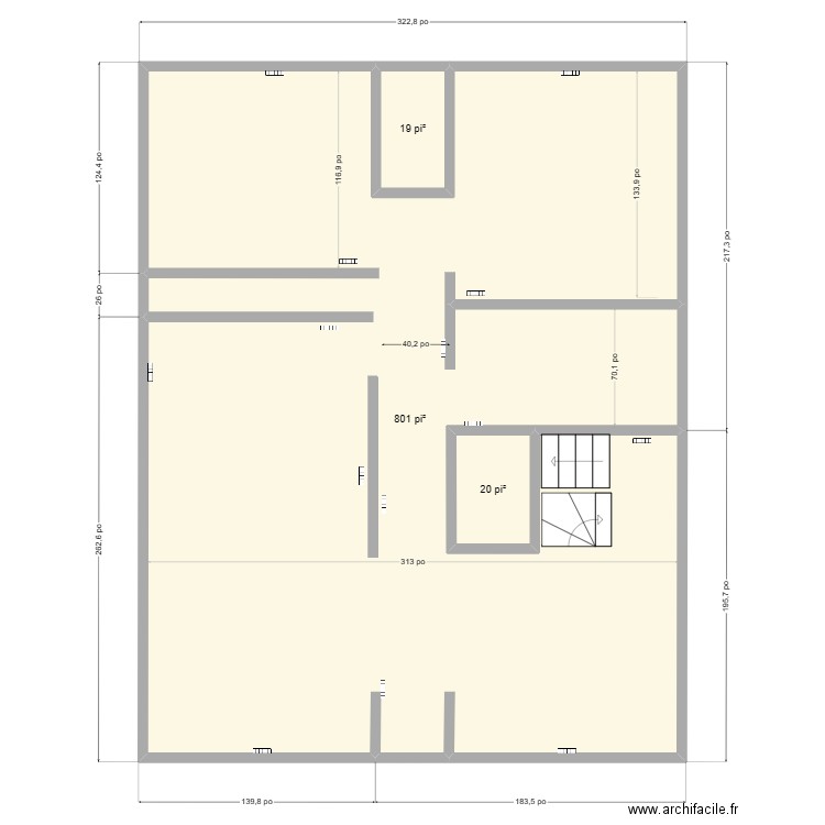 plancher reb2. Plan de 3 pièces et 78 m2