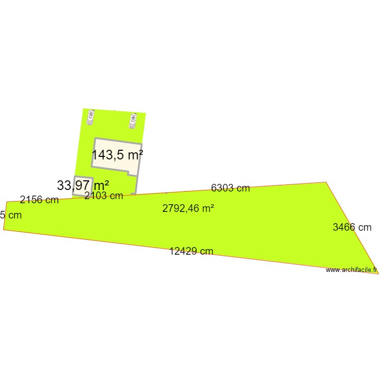 Jardin . Plan de 2 pièces et 177 m2