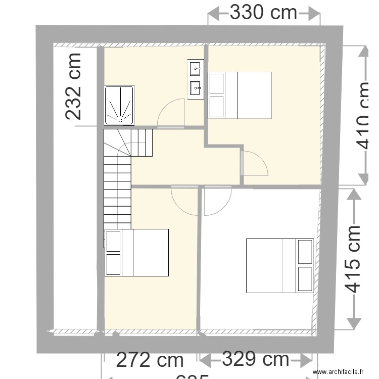Plan remise Etage version 4. Plan de 5 pièces et 36 m2